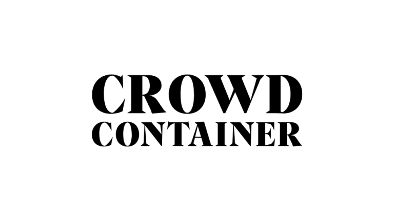 Crowd Container Das Bild zeigt „Crowd Container“ in fetten, schwarzen Großbuchstaben auf makellos weißem Hintergrund und vermittelt ein Gefühl organisierter Einheit.