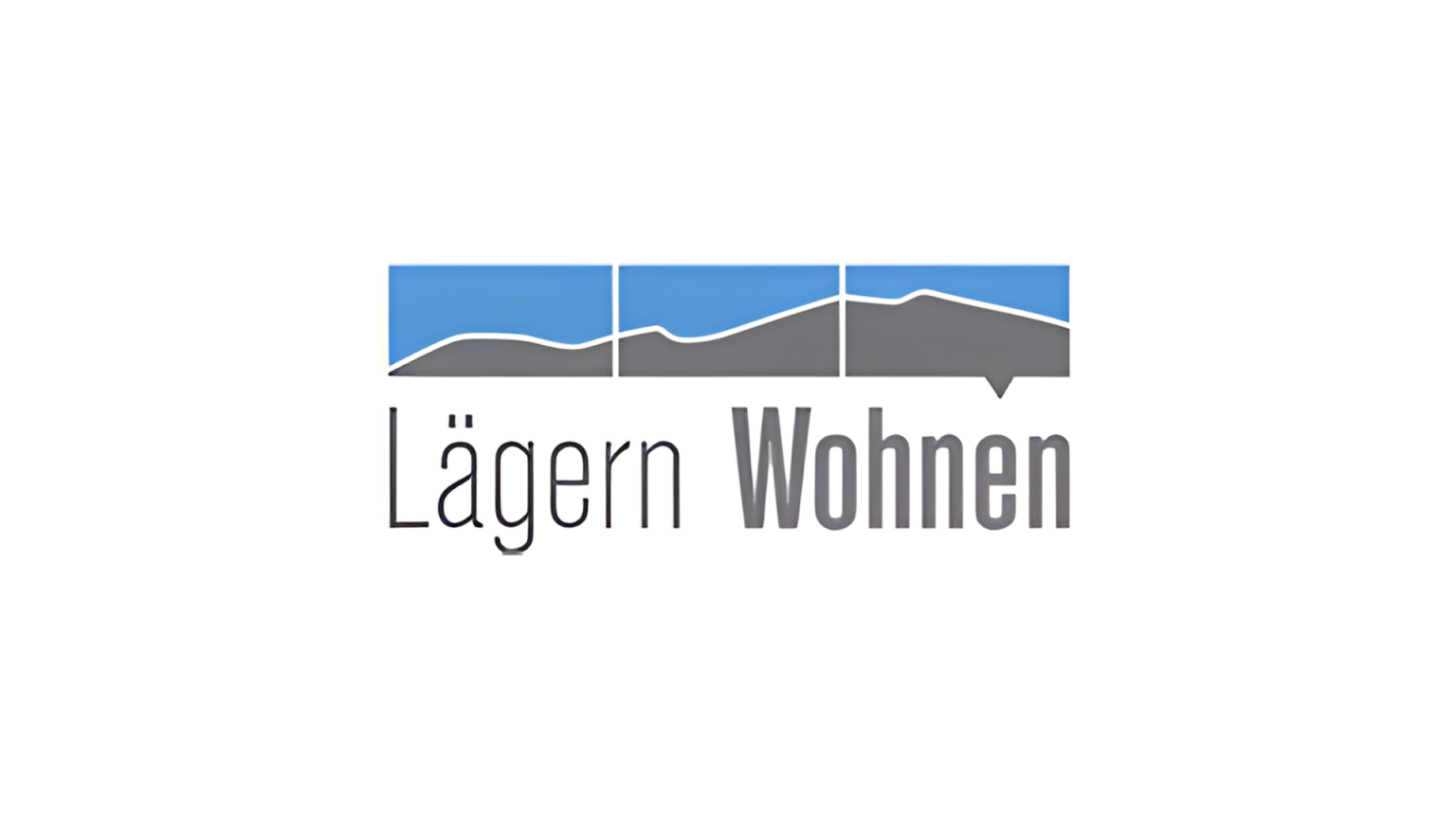 Logo mit einer blauen und grauen stilisierten Bergkette über dem Text Lägern Wohnen auf weißem Hintergrund, repräsentiert als automatisch gespeicherter Entwurf.